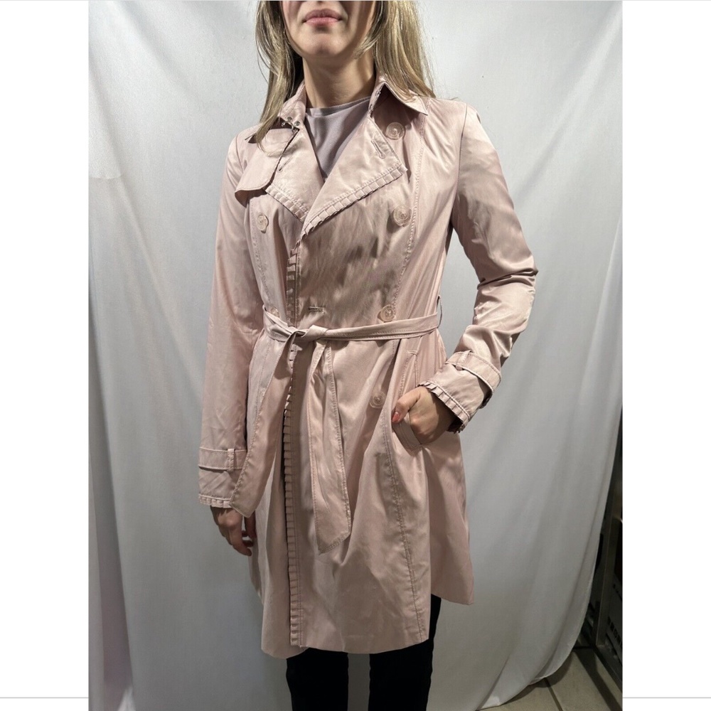 Ivanka Trump [ Womens XS ] Pleated Trim Belted Trench Coat in Blush Pink‎